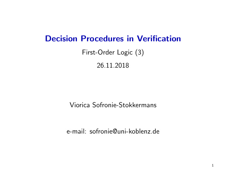 decision procedures in verification