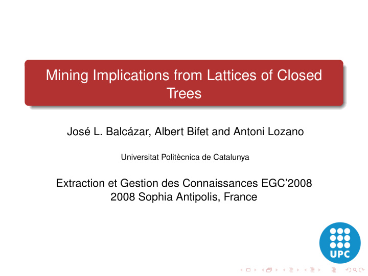 mining implications from lattices of closed trees