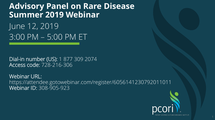 advisory panel on rare disease summer 2019 webinar june