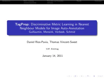 TagProp: Discriminative Metric Learning in Nearest  Neighbour Models for Image Auto-Annotation