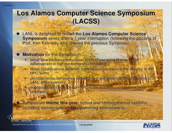 Los Alamos Computer Science Symposium  Los Alamos Computer Science Symposium  (LACSS)  (LACSS)