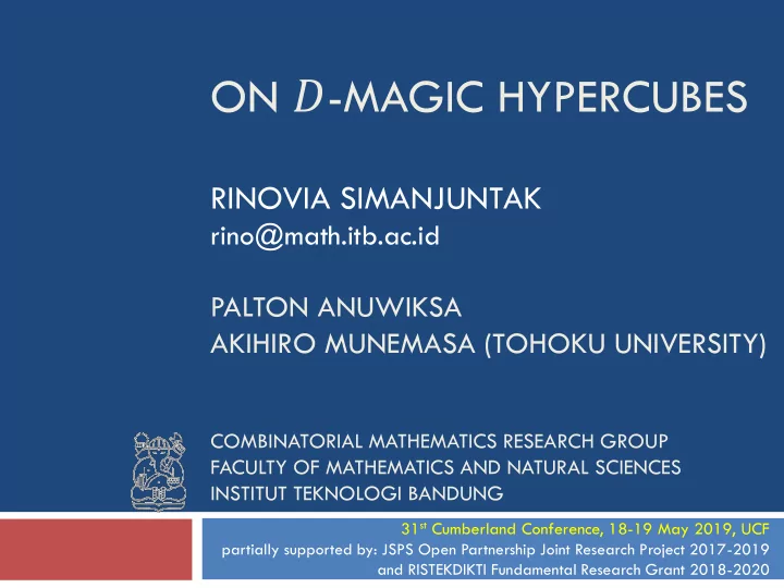 on magic hypercubes