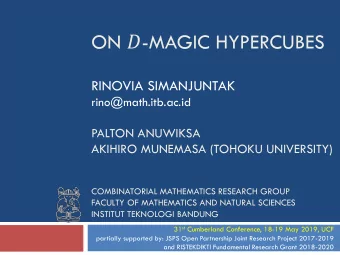 ON  -MAGIC HYPERCUBES  RINOVIA SIMANJUNTAK  rino@math.itb.ac.id  PALTON ANUWIKSA  AKIHIRO