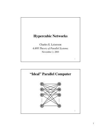 P  M  2  1  Ideal Distributed-Memory  Parallel Computer  P+M  P+M  P+M  P+M  P+M