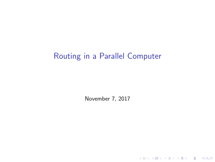 routing in a parallel computer