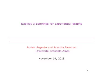 Explicit 3-colorings for exponential graphs  Adrien Argento and Alantha Newman  Universit  e
