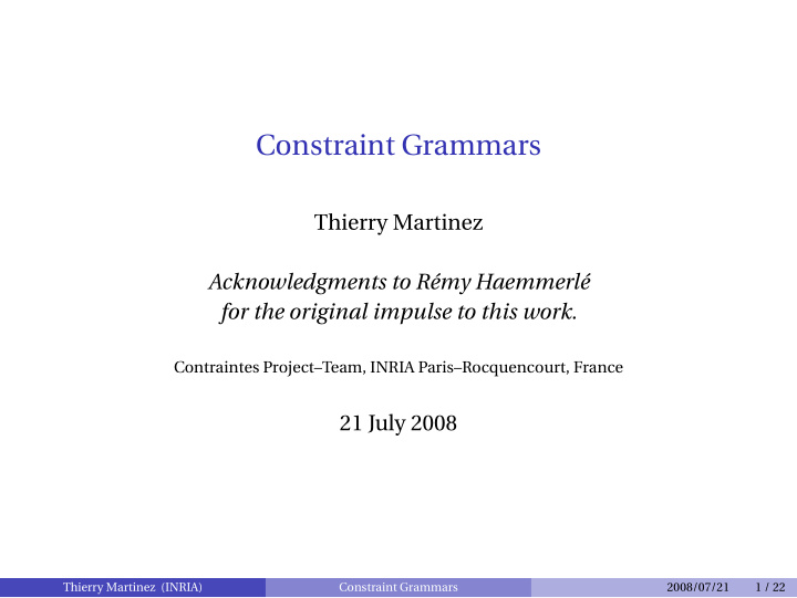 constraint grammars