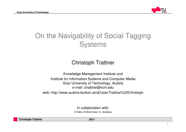 on the navigability of social tagging on the navigability