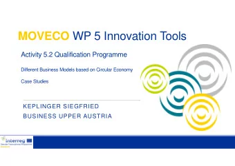 MOVECO WP 5 Innovation Tools  Activity 5.2 Qualification Programme  Different Business Models based