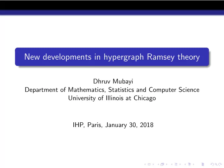 new developments in hypergraph ramsey theory