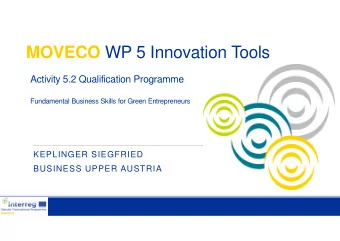 MOVECO WP 5 Innovation Tools  Activity 5.2 Qualification Programme  Fundamental Business Skills for