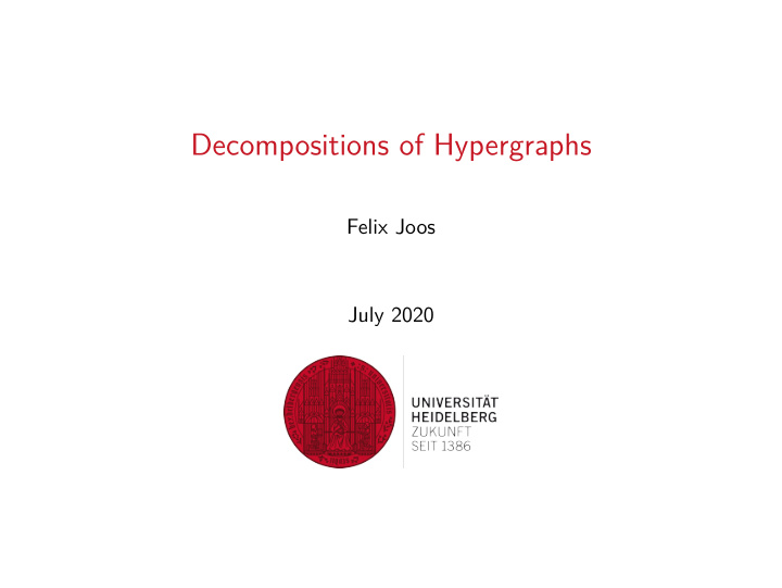 decompositions of hypergraphs