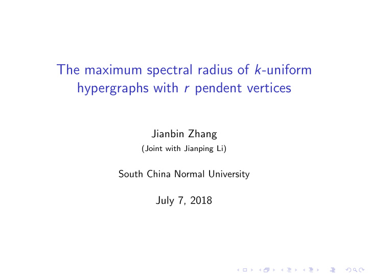 the maximum spectral radius of k uniform hypergraphs with