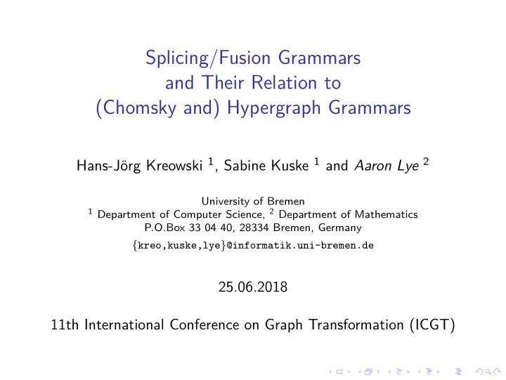 splicing fusion grammars and their relation to chomsky