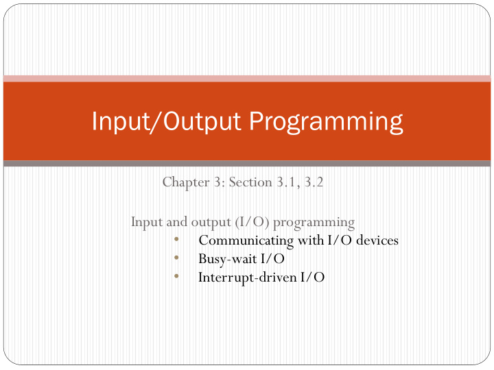 input output programming