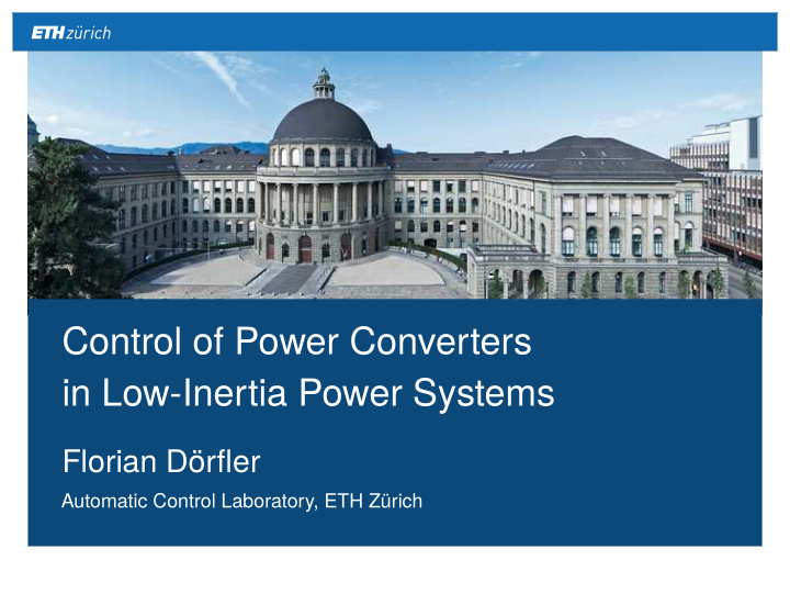 control of power converters in low inertia power systems