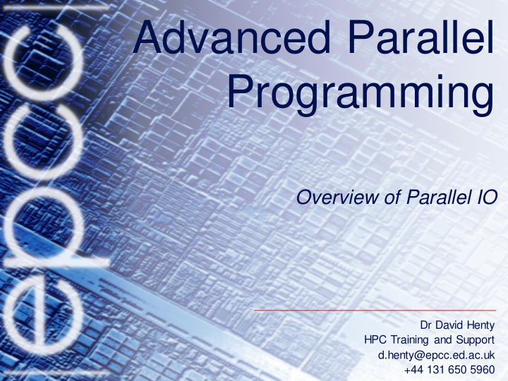 advanced parallel programming