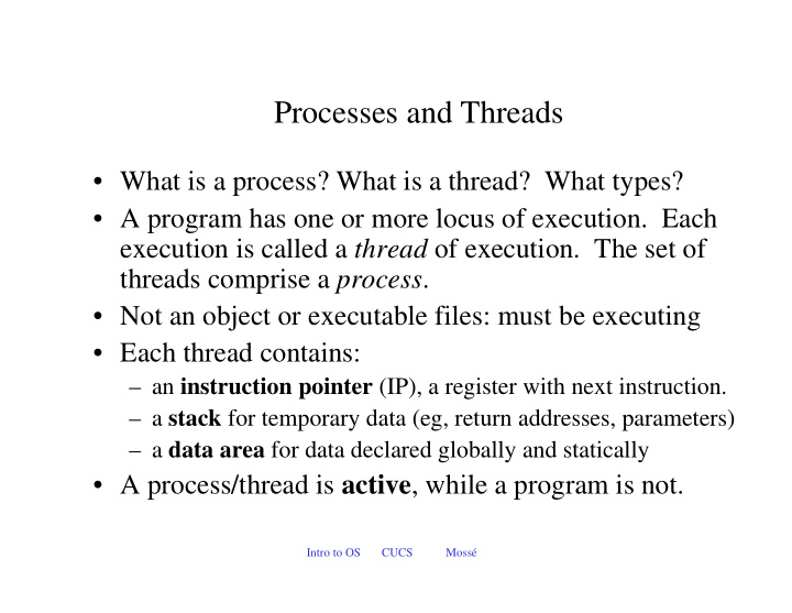 processes and threads