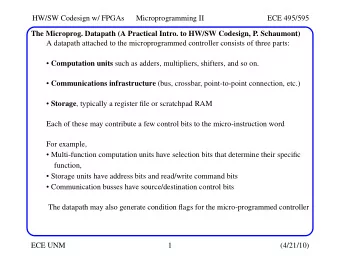 HW/SW Codesign w/ FPGAs  Microprogramming II  ECE 495/595  The Microprog. Datapath (A Practical