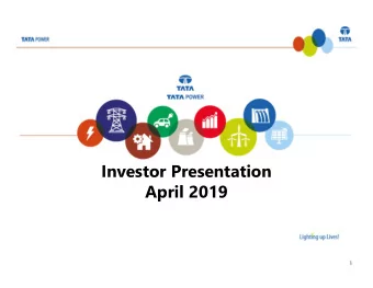 Investor Presentation  April 2019 Message Box ( Arial, Font size 18 Bold)  1  Disclaimer  This