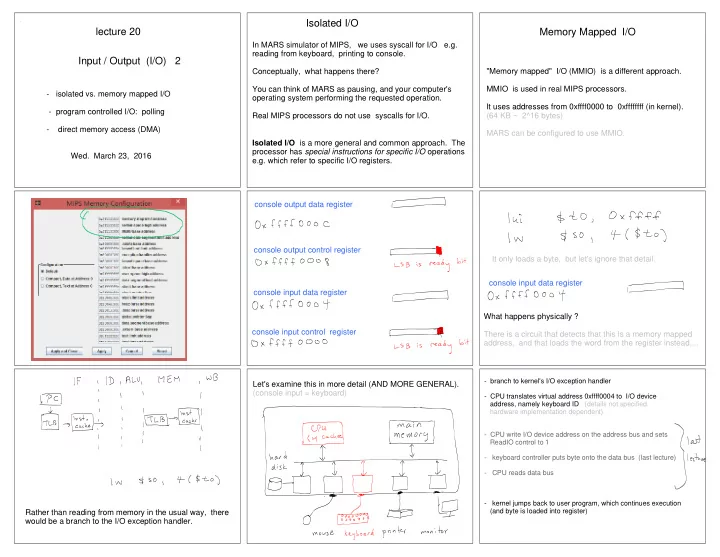 isolated i o lecture 20 memory mapped i o