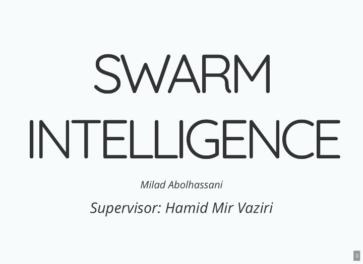 swarm swarm intelligence intelligence