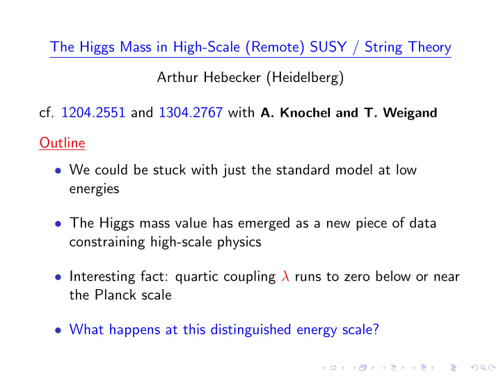 the higgs mass in high scale remote susy string theory