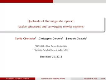 Quotients of the magmatic operad:  lattice structures and convergent rewrite systems Cyrille