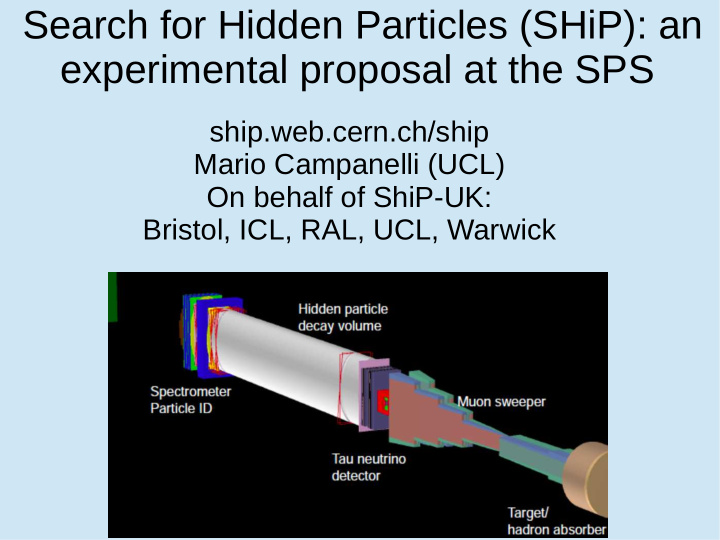 search for hidden particles ship an experimental proposal