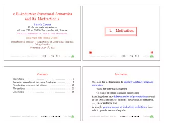 Bi-inductive Structural Semantics  and its Abstraction   Patrick Cousot  cole normale