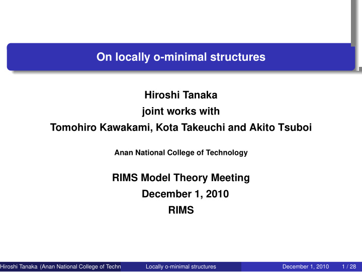 on locally o minimal structures