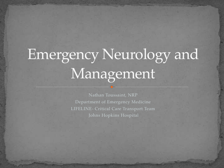 emergency neurology and management