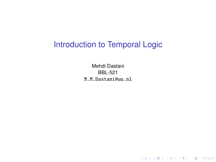 introduction to temporal logic