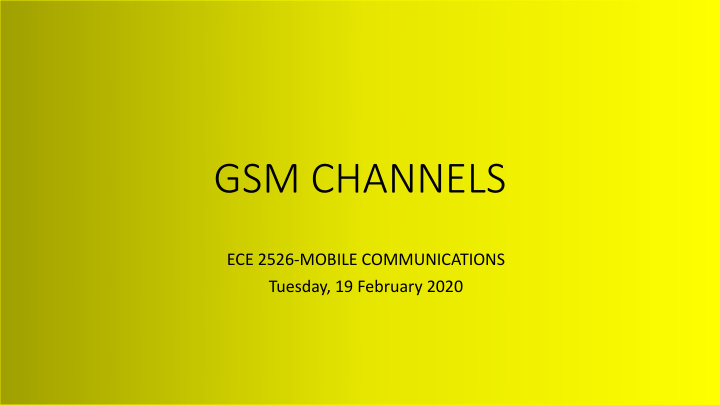 gsm channels