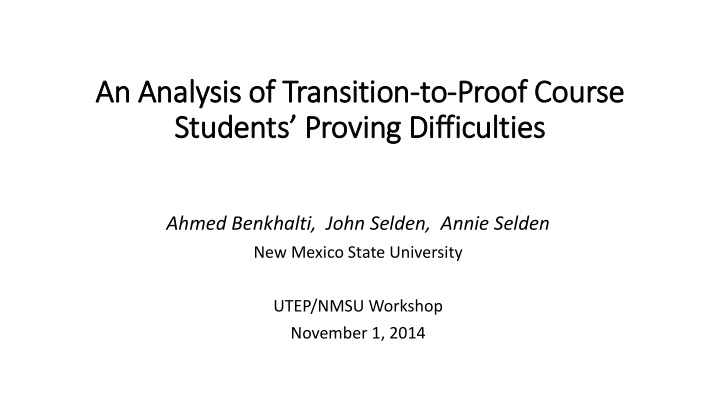 an analysis of f transition to to proof course students