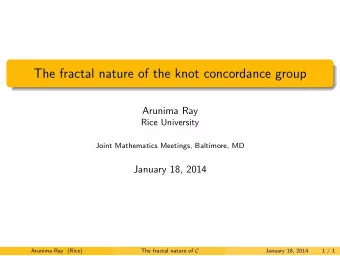 The fractal nature of the knot concordance group  Arunima Ray  Rice University  Joint Mathematics