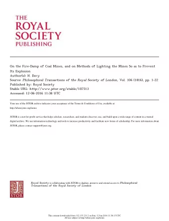 TRAN S ACTIONS  I. On the firedamp of coal mines, and on methods of lighting the  mines so as