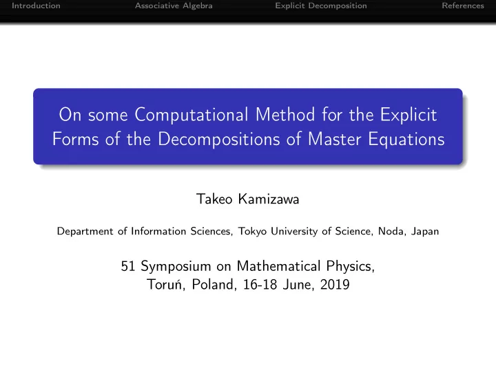 on some computational method for the explicit forms of