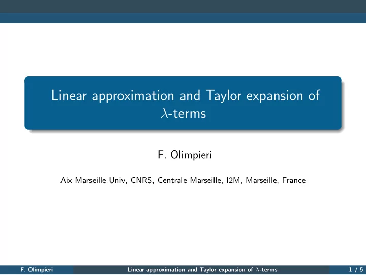 linear approximation and taylor expansion of terms