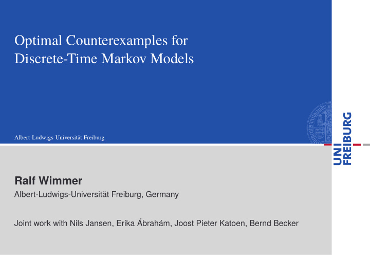 optimal counterexamples for discrete time markov models
