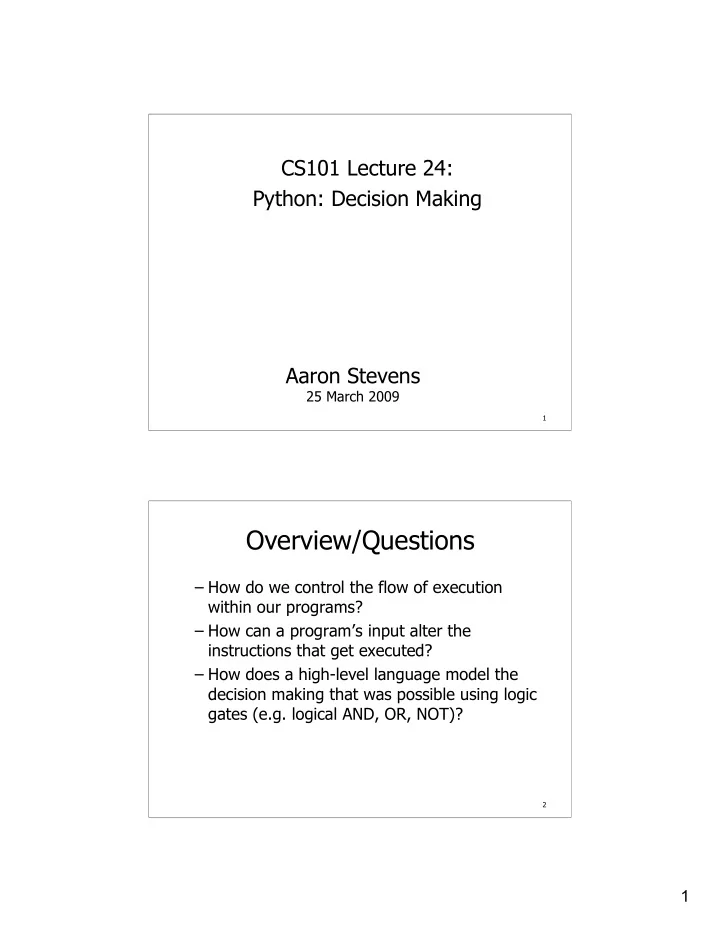 overview questions