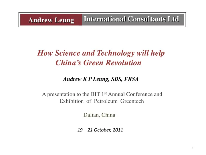 how science and technology will help china s green