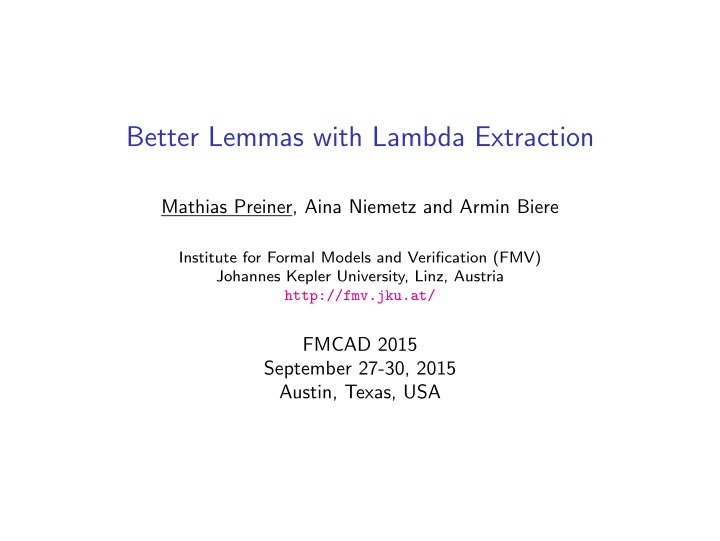 better lemmas with lambda extraction