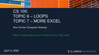 TOPIC 7  MORE EXCEL  Max Fowler (Computer Science)