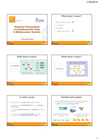 17/04/2015  What does it mean?   Re spo nse -time  a na lysis    c o nditio na l