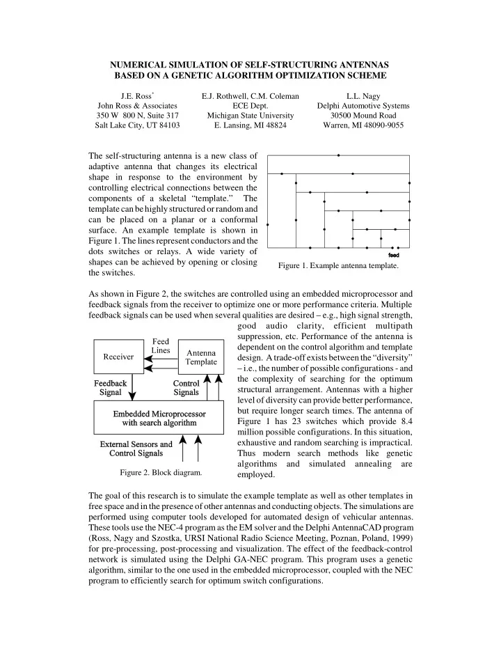 numerical simulation of self structuring antennas based