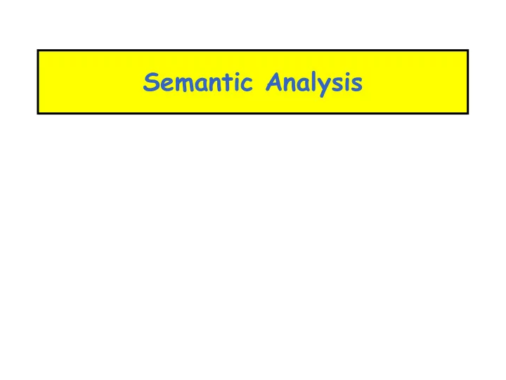 semantic analysis