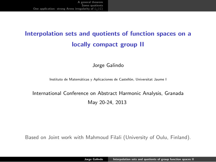 interpolation sets and quotients of function spaces on a