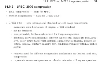 14.9.2  JPEG2000 compression   DCT compression  basis for JPEG   wavelet compression
