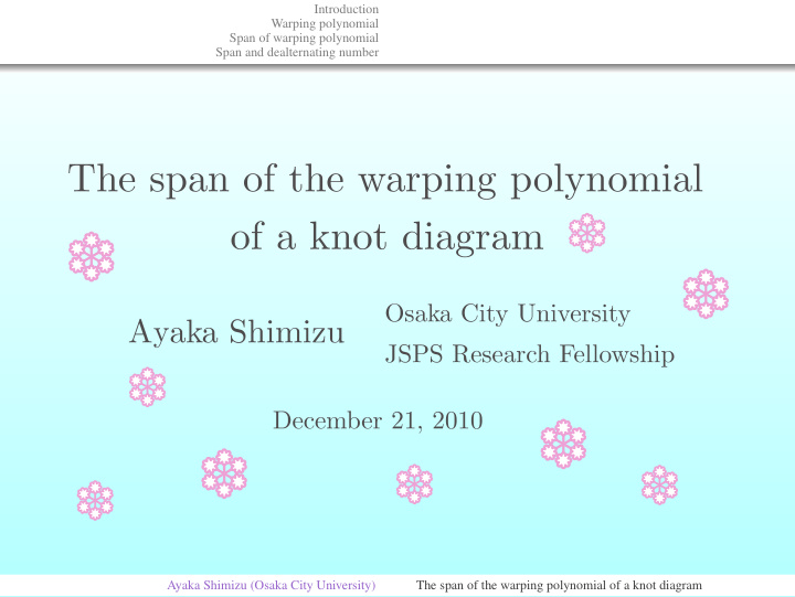 introduction warping polynomial span of warping